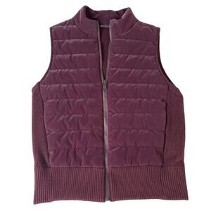 Athleta Mixed Media Vest Womens Small Petite in Plum Burgundy